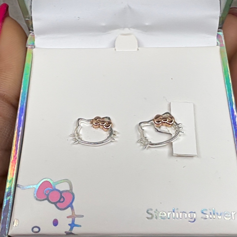 Hello Kitty Sterling Silver Cat Face Earrings